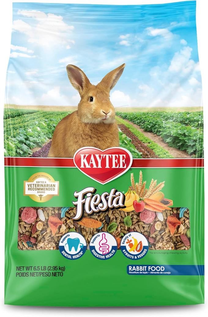 Kaytee Fiesta Rabbit Food, 6.5 pounds, nutritious and fun blend for dental health and digestion