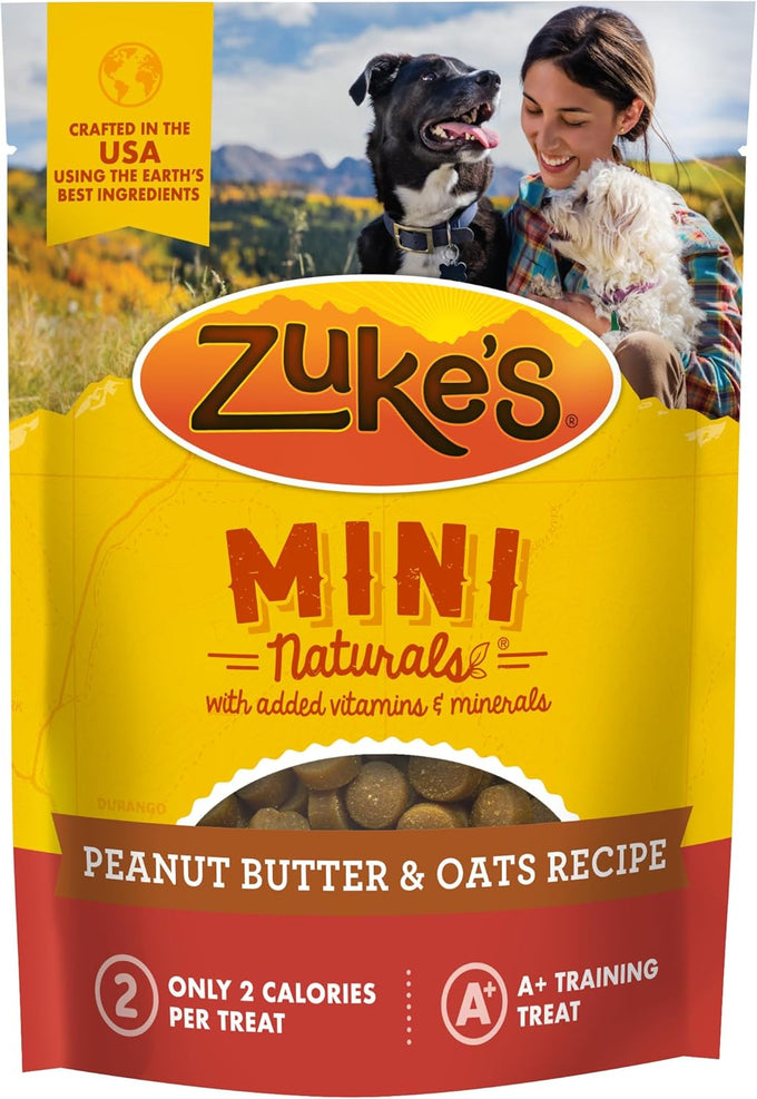 Zuke's Mini Naturals Dog Treats with Peanut Butter, 1lb, Soft, No Corn, Wheat, or Soy