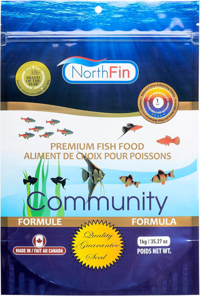 Northfin fish food community formula slow sinking pellets 0.5mm diameter 100g