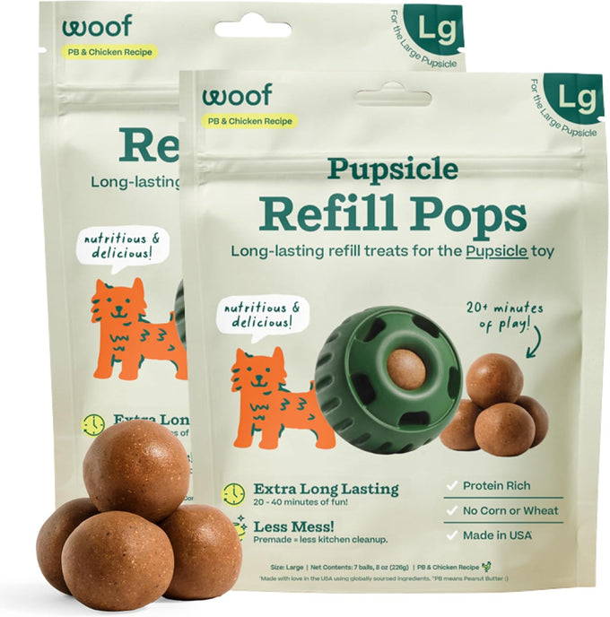 woof pupsicle chicken refill pops, wholesome dog treats for dogs 25-75 lbs, 7 count