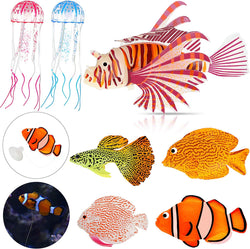 Weewooday 7 Pieces Classic Color Artificial Fish Silicone Floating Ornaments for Aquarium Tank Decoration