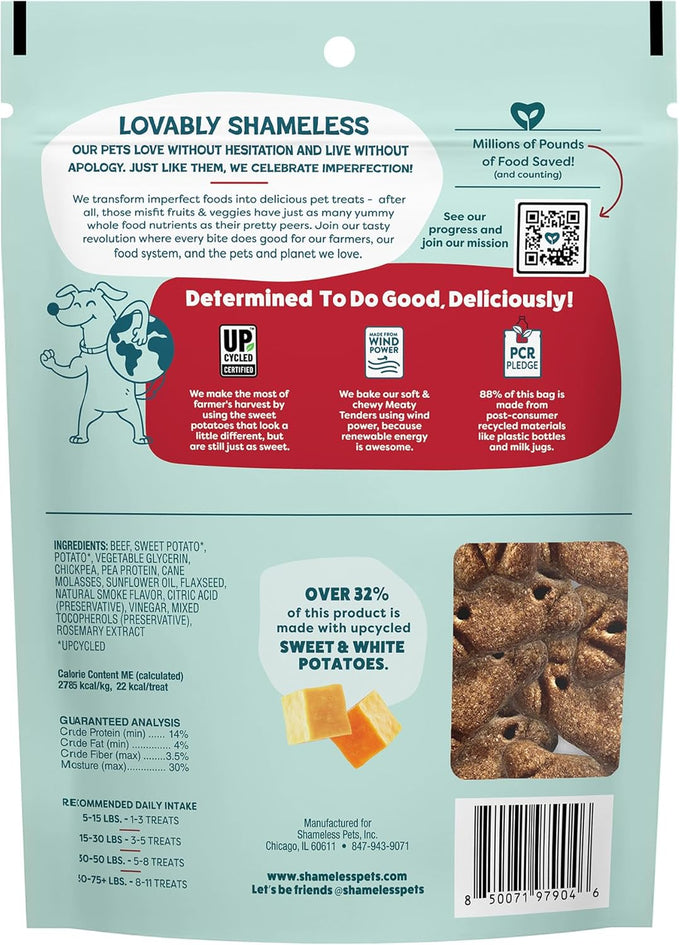 Shameless Pets Soft & Chewy Beef Tenders - Grain-Free Dog Treats for Small, Medium, & Large Dogs, 8oz