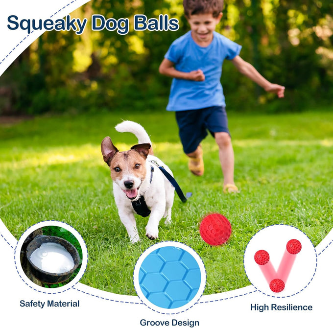2-pack indestructible squeaky dog balls for aggressive chewers, large and medium breeds, outdoor rubber toys