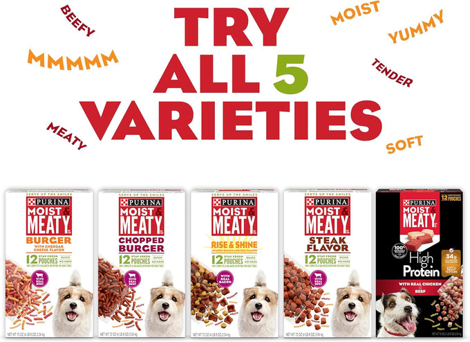 Purina Moist & Meaty Burger with Cheddar Dry Dog Food - 36 ct Pouch