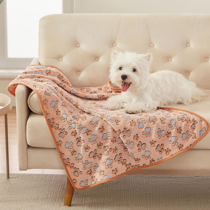 luciphia 1 pack 3 small 23x16 inch super soft fluffy premium fleece pet blank blanket flannel throw brown/pink/white