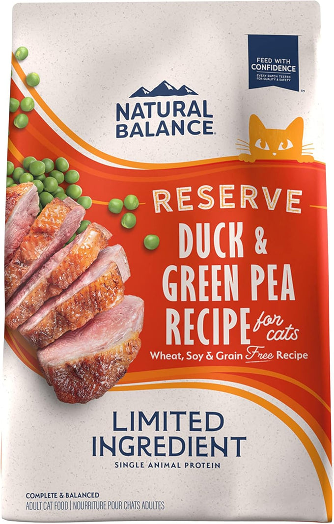 Natural Balance Reserve Duck Grain-Free Adult Cat Food, 10 Pound Bag, No Grain or Soy, Limited Ingredient