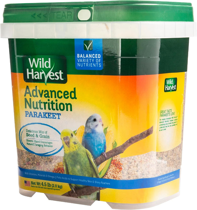 Wild Harvest Advanced Nutrition Parakeet Diet Seed and Grain Mix 4.5 Pounds