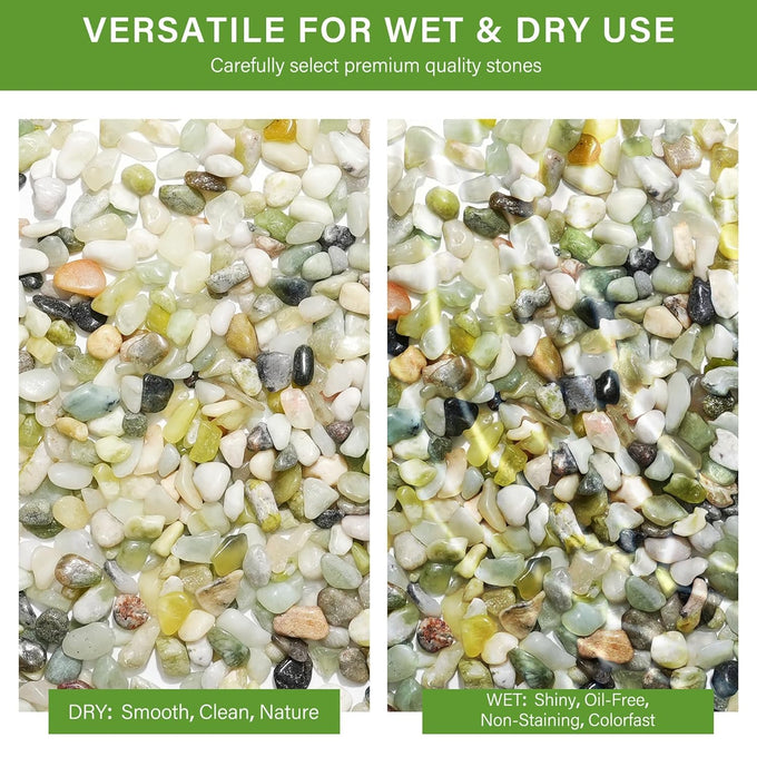 NUPICK 3/8 Inch Polished Pebbles for Indoor Plants, Fish Tank, and Succulents, 3 lbs Natural River Stones