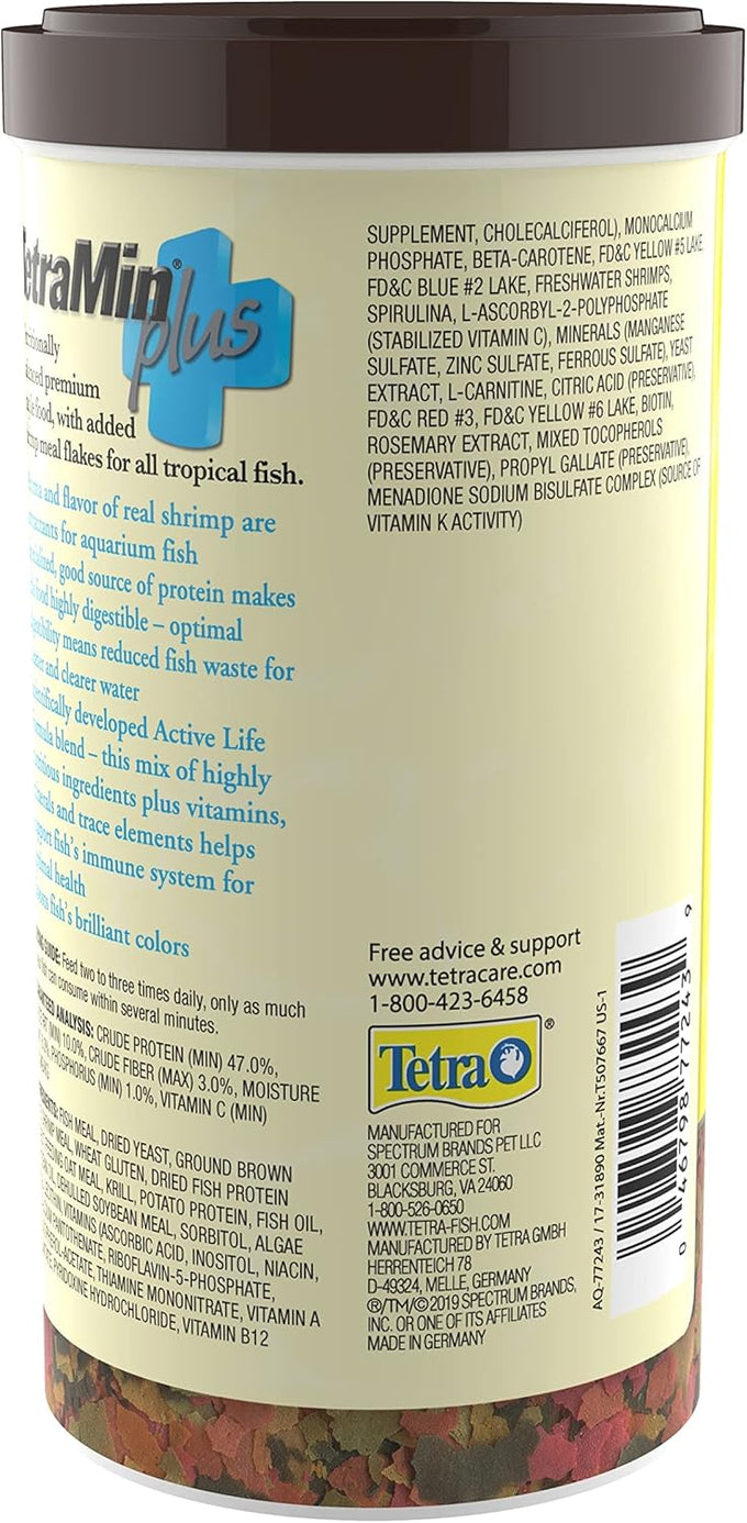 TetraMin Plus Tropical Flakes, 7.06 Ounce, Cleaner Water Formula for All Tropical Fish