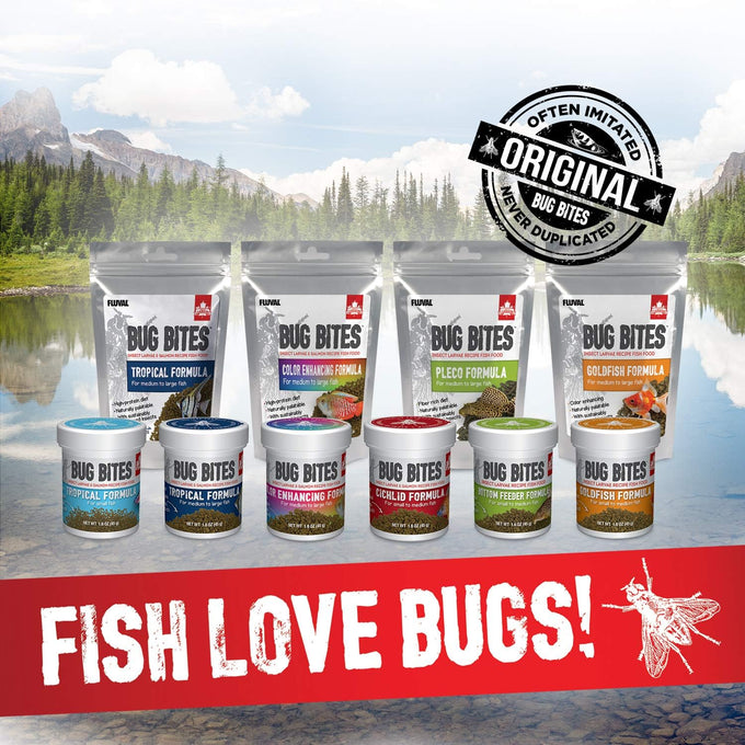 Fluval bug bites sinking stick bottom feeder fish food for medium to large fish 4.59 oz a6587