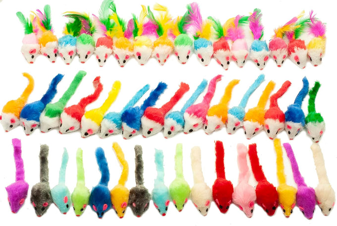 Fashion's Talk assorted mice cat toys fuzzy rattle mouse 48-count for indoor cats