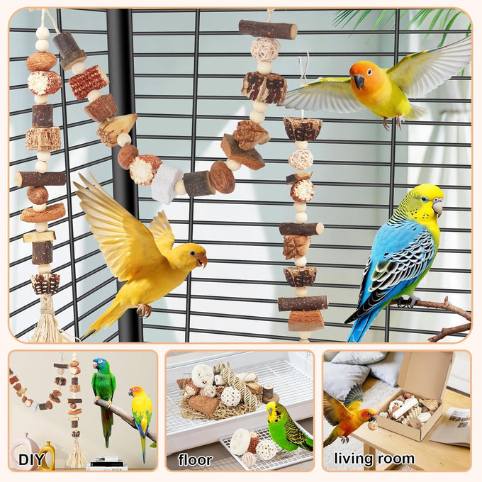 Bird Toys Parrot Natural Foraging Box Medium for Parakeets, Cockatiels, Conures, Small to Medium Birds Cage Accessories