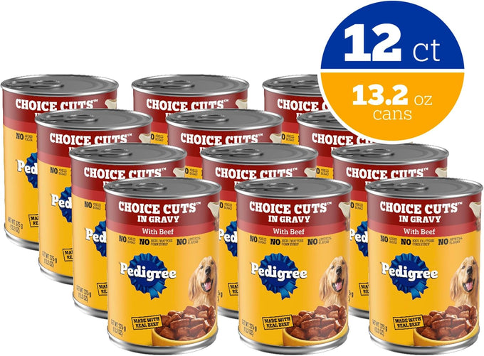 Pedigree Choice Cuts Adult Canned Wet Dog Food with Beef, 13.2 oz