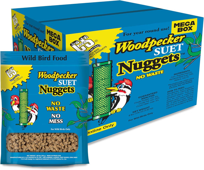 C&S 8-pound wild bird woodpecker suet nuggets mega box with soft textured round nuggets