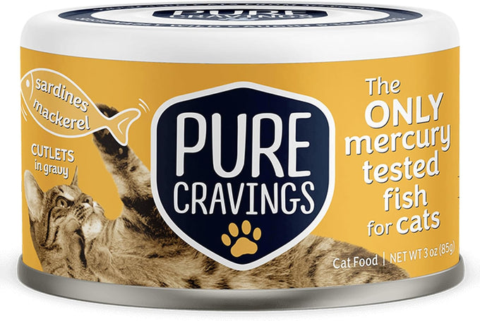 Pure Cravings 100% Mercury-Tested Grain-Free Wet Cat Food Canned Tuna Cutlets in Gravy, Pack of 12