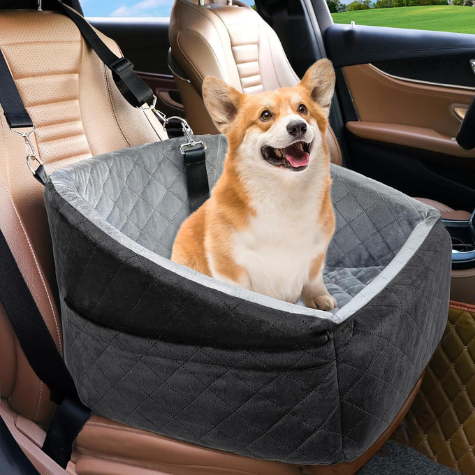 NEEZUKAR Dog Car Seat for Small Medium Dogs, detachable washable dog booster seat under 30lbs, pet car seat travel bed with storage