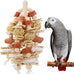 Parrot Chewing Toy 17.5 inches Natural Corn Cob Loofah Slices Rattan Balls Wood Beads