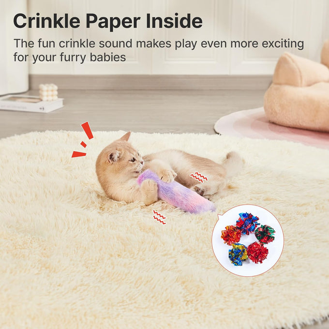 Potaroma soft and durable cat crinkle sound cat toys, 3 pcs, with catnip inside, indoor kitten kicker
