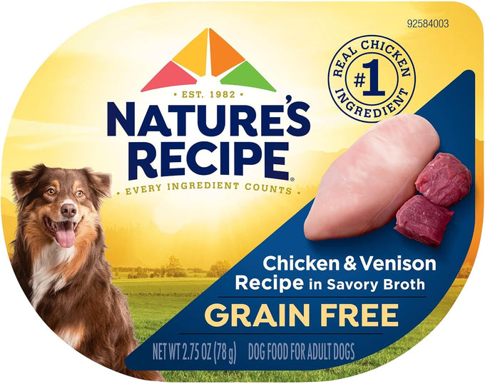 Nature's Recipe Grain-Free Chicken & Venison Wet Dog Food, 2.75oz (12-Pack)