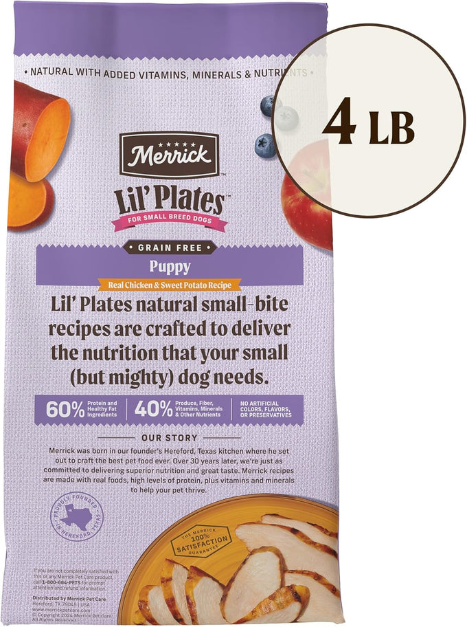 Merrick Lil' Plates Grain-Free Chicken & Sweet Potato Puppy Food, 4 lb