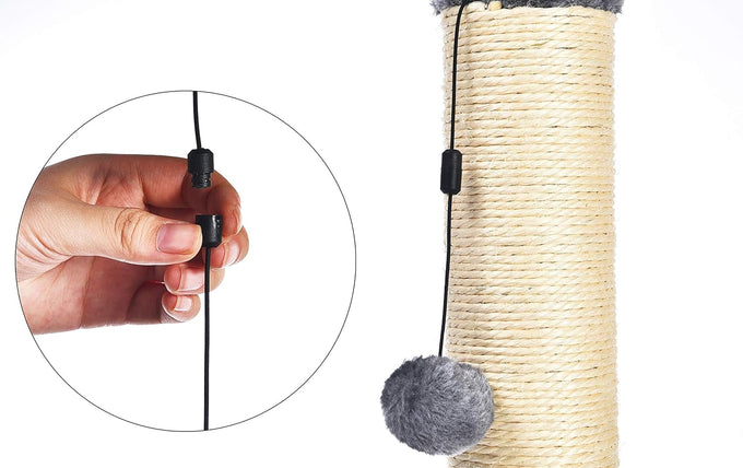 Amazon basics grey cat scratching post for indoor cats and kittens with dangling ball toy medium height
