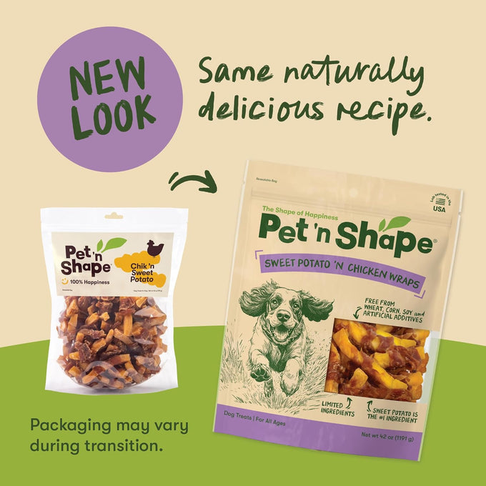 Pet'n Shape natural chicken wrapped sweet potato dog treats, 42 ounce, grain free and no artificial ingredients