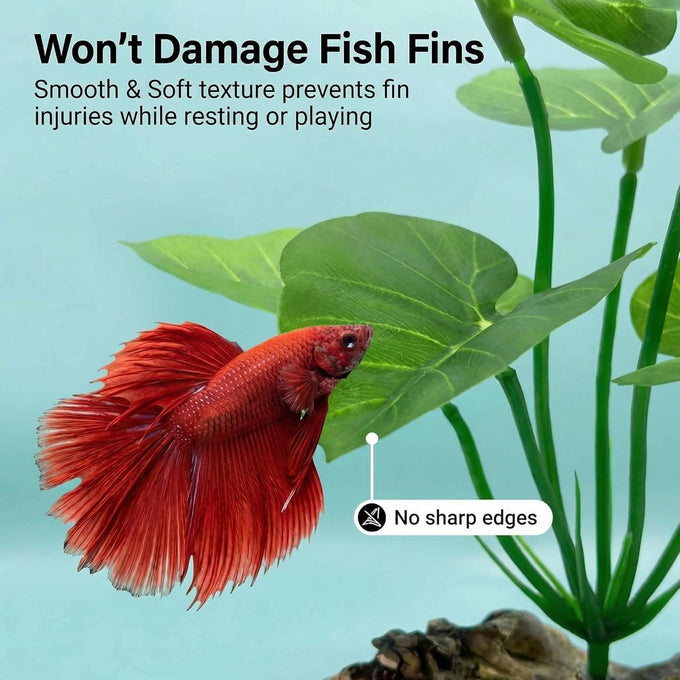 2-pack artificial silk aquarium plants for betta fish tank decorations, goldfish, reptile terrarium accessories, gold