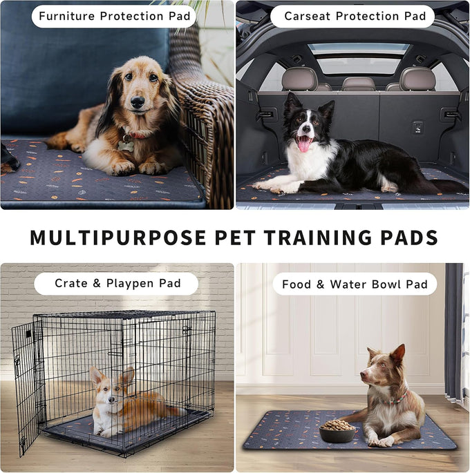 Sunheir Washable Pee Pads for Dogs, Grey, 2 packs, Heavy Absorbency, Waterproof, Non-Slip, Reusable, Potty Training