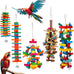 seenelling 3pcs large multicolored wooden parrot cage chewing toys for macaws african greys cockatoos