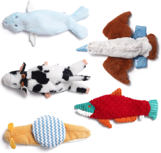 Nocciola Crinkle Plush Dog Toys Set, 5 PCS, Stuffless, Squeaky, No Stuffing, Suitable for Small Medium Large Dogs