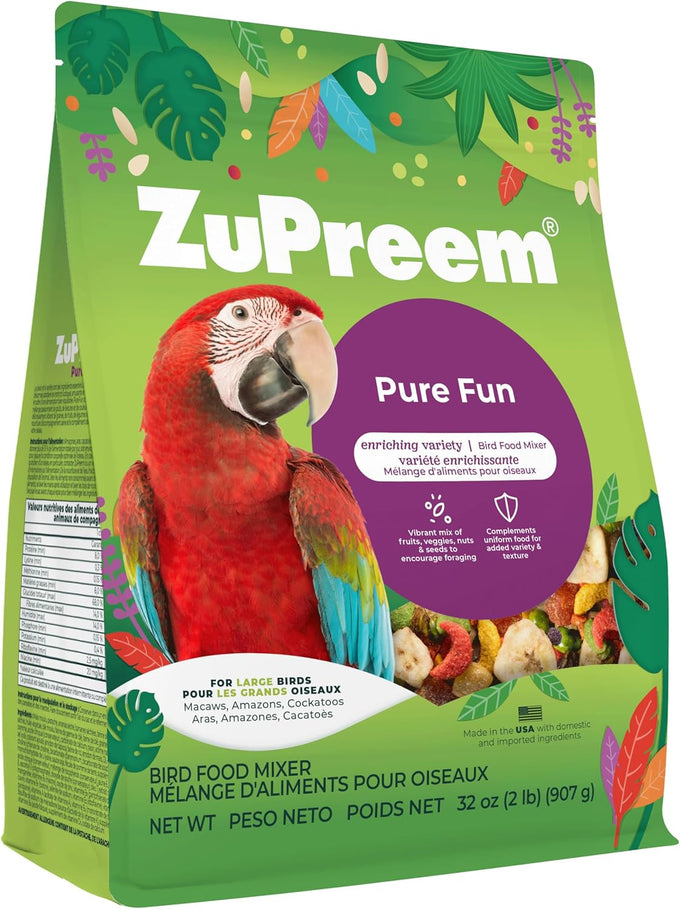 ZuPreem Smart Selects Large Bird Food, Cockatoo, Macaw, and Amazon Diet, Pellet and Seed Blend, Made in USA, 4 lb Bag, Large