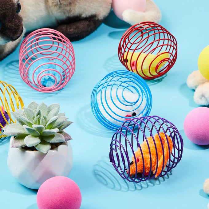 jecery 5 pcs cat spring balls colorful playful coils interactive action toys caged rats for kitten pet supplies