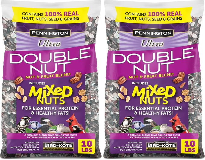 Pennington Ultra Double Nut and Fruit Bird Seed 10lbs, Year-Round Nutritious Blend