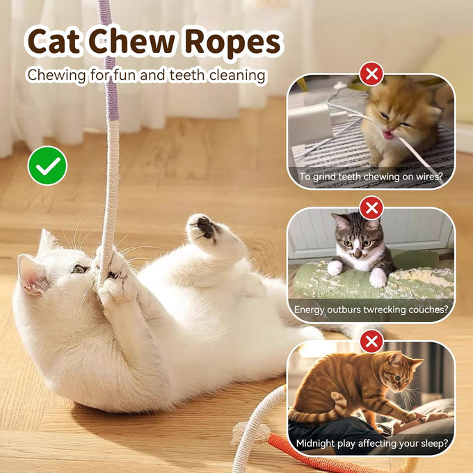 Silvervine Stick & Catnip Toy for Kittens & Adult Cats - 3Pcs Chew Rope Set with Refillable Catnip