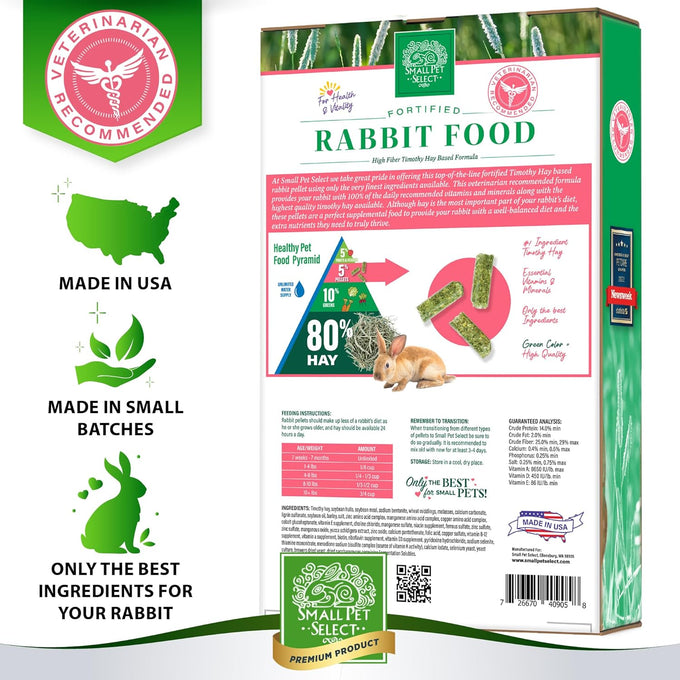 Timothy hay based rabbit food pellets, small pet select, 10 lb, high fiber, veterinarian recommended