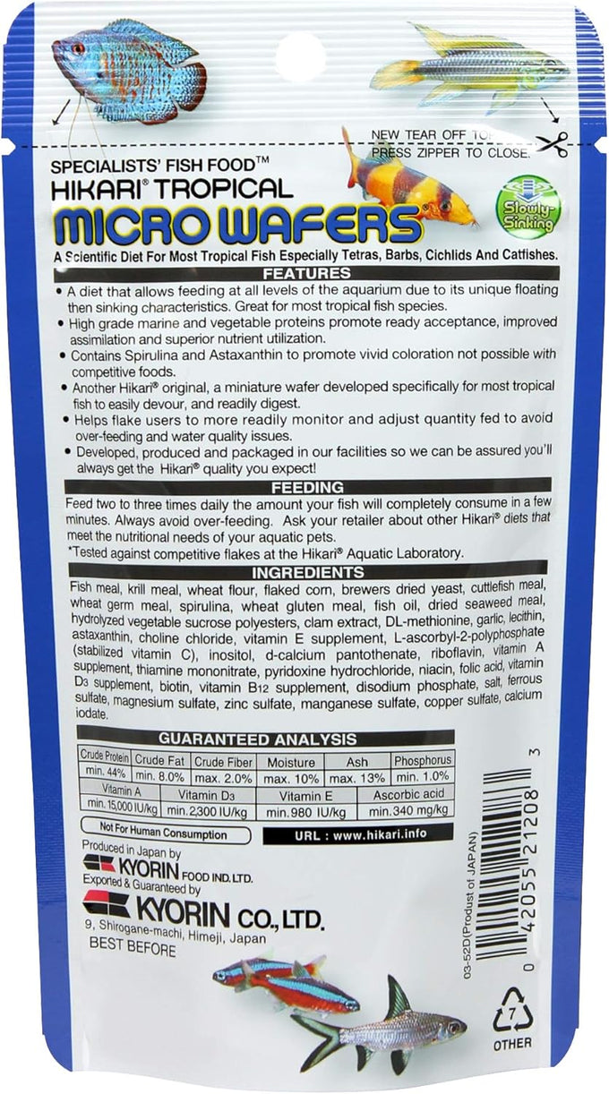 Hikari Micro Wafers for Tetras and Catfish, 0.70-Ounce, Fish Food with Spirulina and Astaxanthin