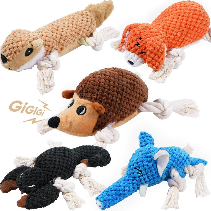 Legend Sandy Squeaky Plush Dog Toy Pack, 12 Soft Puppy Chew Toys with Squeakers for Small Medium Size Dogs