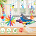 9-piece parakeet cockatiel bird toys set with colorful wooden perches and bell swing ropes for parrots cage accessories
