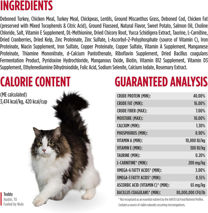 Nulo Freestyle Cat Food, For Hairball Management, Premium Grain-Free Dry Small Bite Kibble, All Natural Animal Protein Recipe with BC30 Probiotic for Digestive Health Support