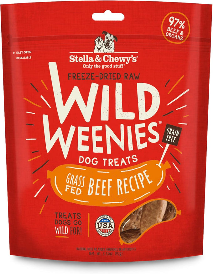 Stella & Chewy's Freeze-Dried Raw Wild Weenies Dog Treats, High-Protein, All-Natural, Grass-Fed Beef