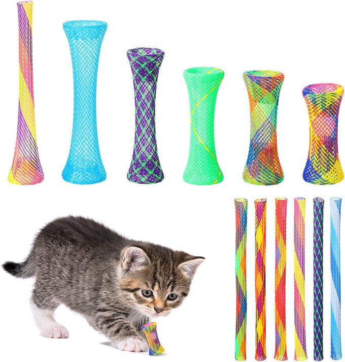 leitee 60-pcs cat spring toys colorful fun tubes indoors interactive cat play