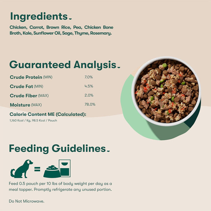 Jinx Chicken Dog Wet Food, Meal or Topper, Real Chicken, Bone Broth