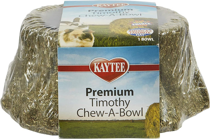 Kaytee Premium Timothy Hay Chew-a-bowl for Small Mammals, 100% Edible Toy and Treat