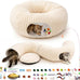 Cat tunnel bed with 40 interactive toys, collapsible play tunnel for indoor kittens, white