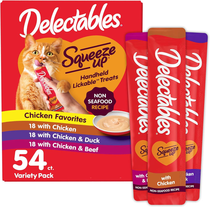 Delectables Squeeze Up Non-Seafood Chicken, 0.5 Ounces Tube, Grain-Free, 40 Tubes Total