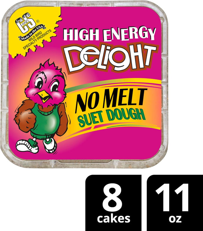 C&S high energy delight no melt suet dough pack of 8 for woodpeckers nuthatches chickadees.