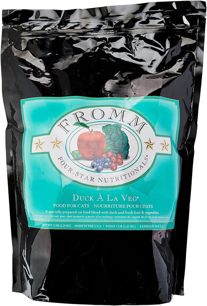 Fromm Four-Star Duck a La Veg Dry Cat Food for Cats, 5-Pound Bag, Grain-Free, All Life Stages