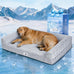 Medium cooling dog bed with orthopedic memory foam, waterproof, and washable nylon cover, blue, 36 inches