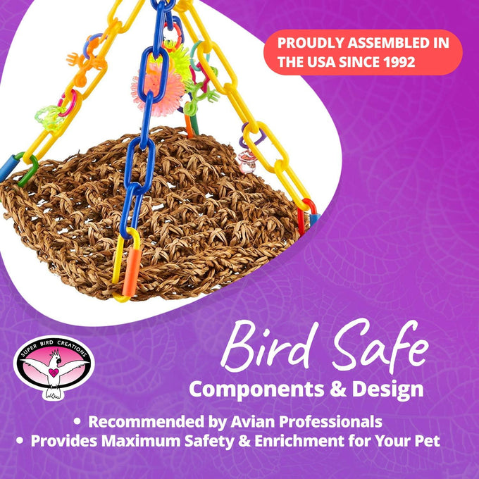 Super Bird Creations SB747 Mini Flying Trapeze Bird Toy for Small Birds, 6” x 7” x 9”