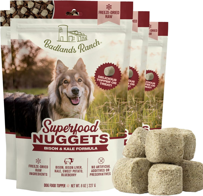 Badlands Ranch Freeze-Dried Duck & Kale Dog Treats, High Protein, No Artificial Additives, 8oz Bag